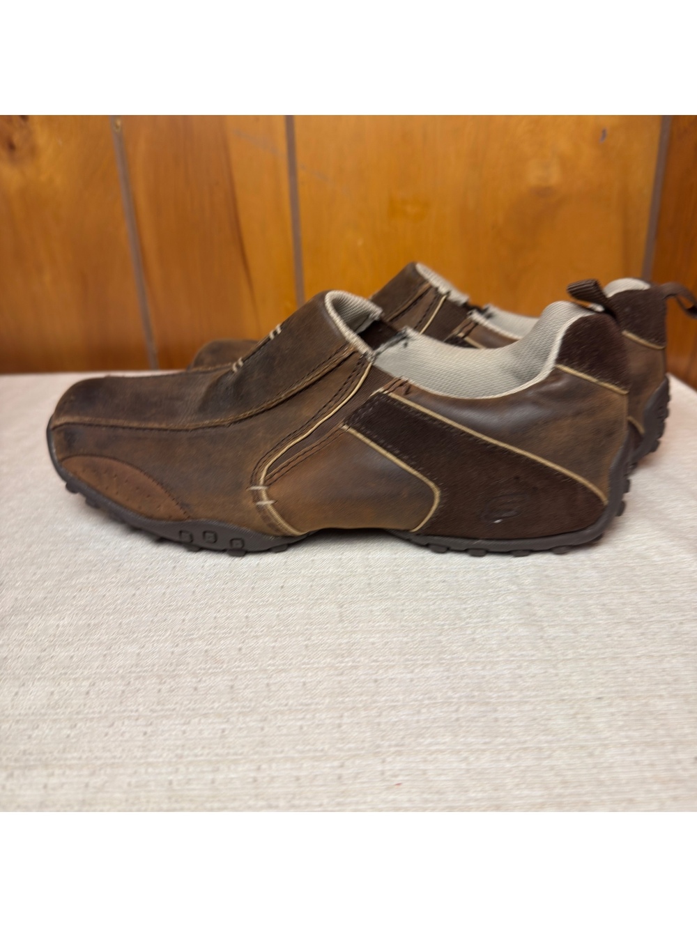 Skechers Brown Leather Slip On Shoes Womens Size 7.5 Comfort Casual Loafers - Picture 4 of 7